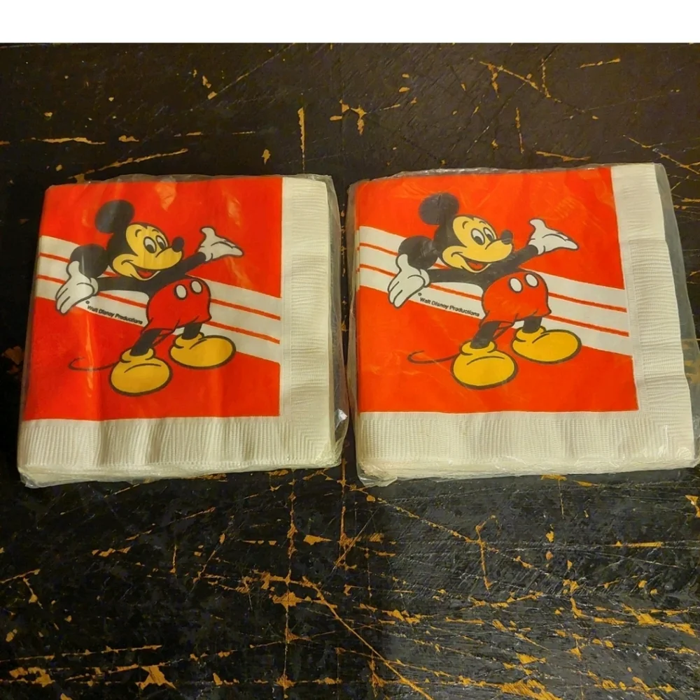 Disney Mickey Mouse Party Napkins Vintage 90s Lot Of 3 New In Package Old Stock